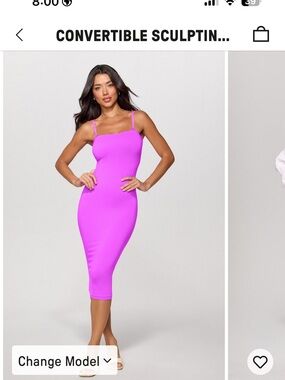 YITTY Magenta Square-Neck Bodycon Midi Dress
